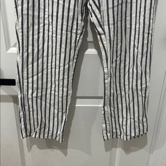 Hem White and Navy Vertical-Striped Straight-Leg Pants Size Medium - Picture 3 of 6